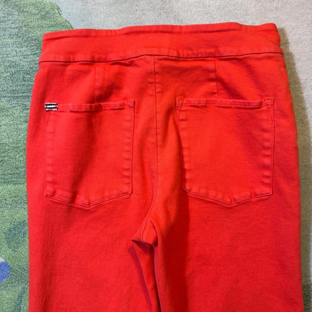 Alice + Olivia Jeans Red High Rise Wide Leg Flare Pants Front Seam Detail - Picture 7 of 14